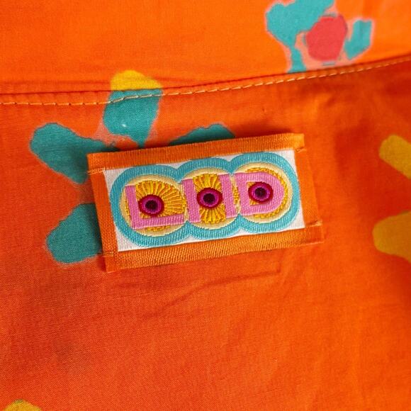 LHD Floral Cotton Poplin Midi Dress 0 Orange NEW - Picture 8 of 10